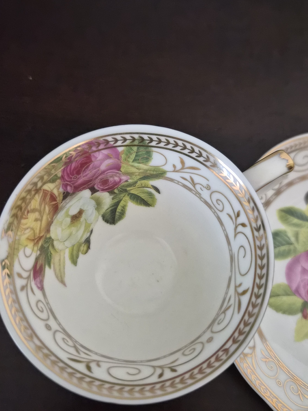 Grace Teaware Floral Porcelain Teacup & Saucer Set – Lavender & Gold Trim - Picture 3 of 6